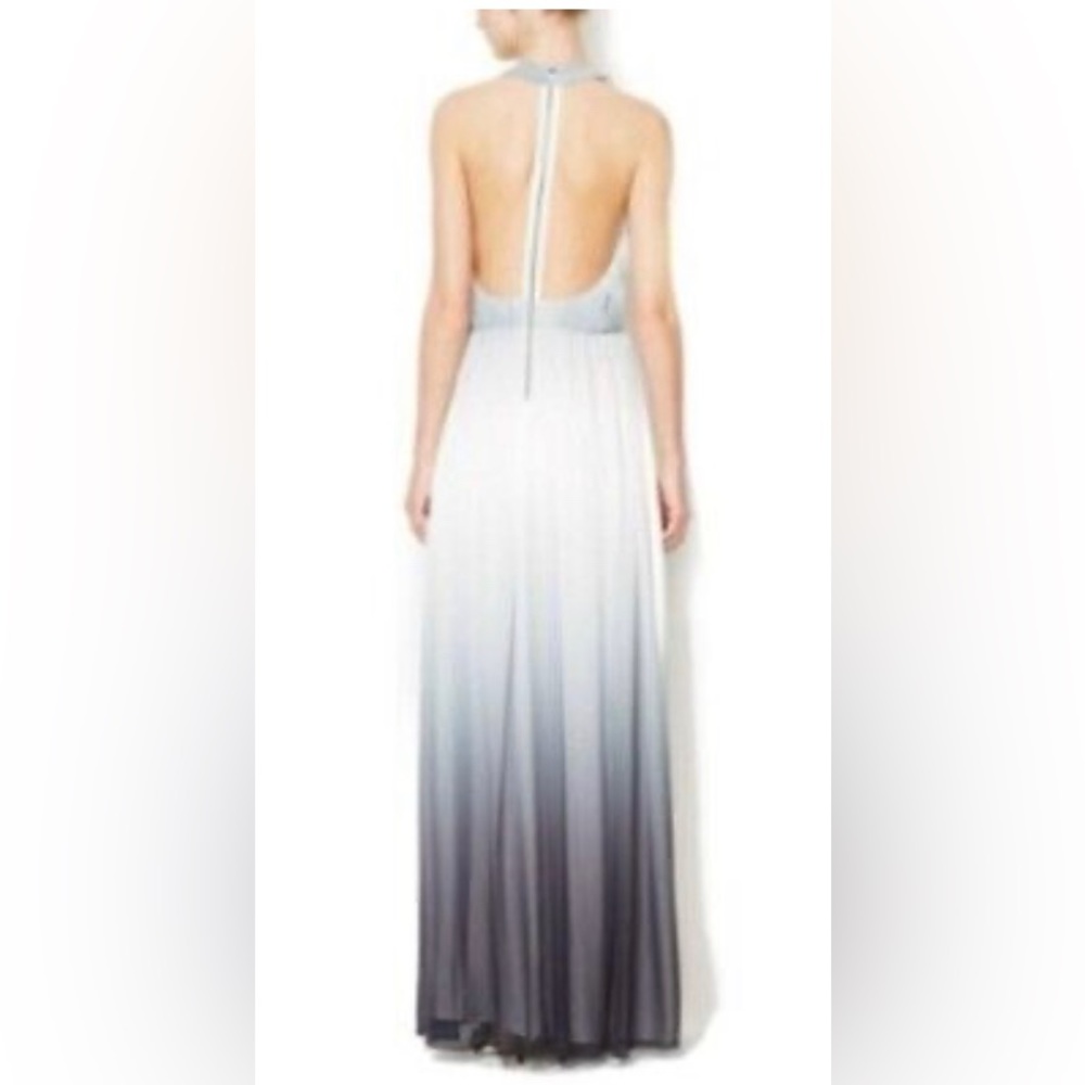 Alice + Olivia Womens Gray Ombre Silk Chiffon T Back Sleeveless Maxi Gown - Picture 2 of 5